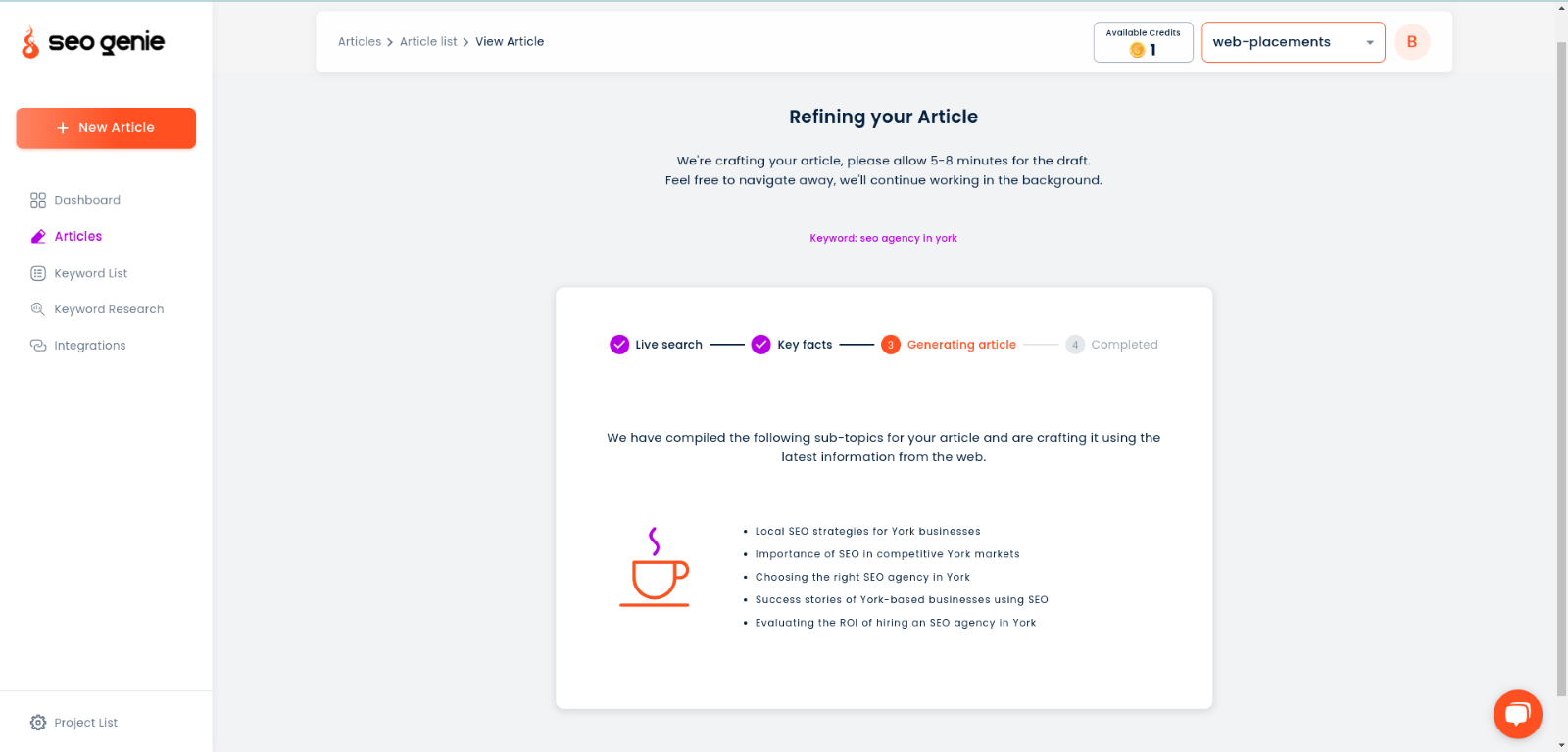 SEO Genie - Article Generator
