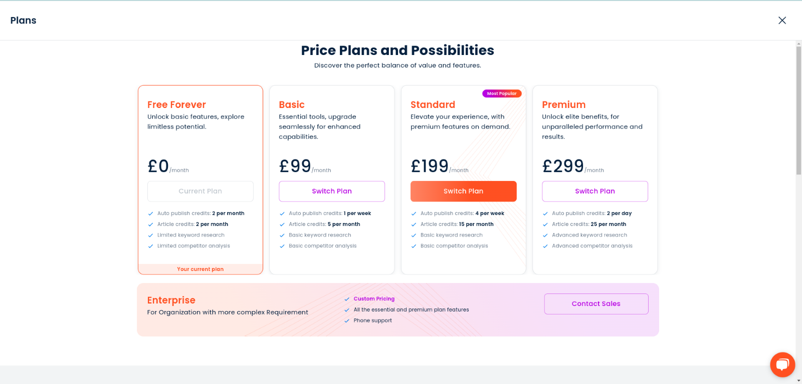 SEO Genie - Subscription Plans